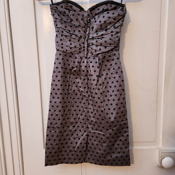 H&M Strapless Gray and Black Polka Dot Tafeta Dress - Picture 3 of 4